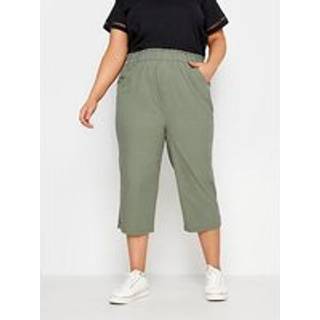 Yours Curve Yours Curve Grey Cool 100% Cotton Cropped Trousers