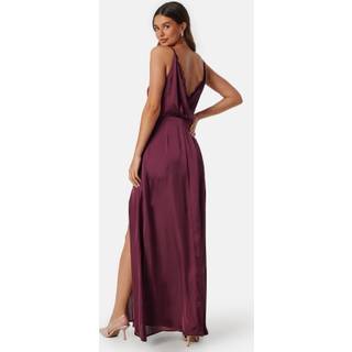 Drapy-Back Slit Satin Gown