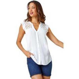 Roman Lace Yoke Sleeveless Blouse48