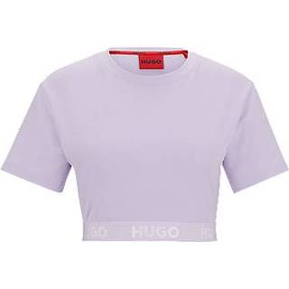 Crew neck-T-shirt i bomuldsblanding med logolinning