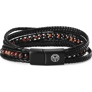 Naxos Læderarmbånd m. Røde Tigerøjesten