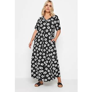 Yours Curve Yours Curve Black Short Sleeve Pleated Front Maxi Dress