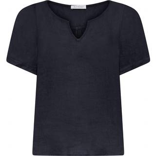 IN FRONT Lino Bluse, Farve: Navy, Størrelse: S, Dame