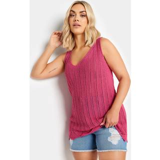 Yours Curve Yours Curve Pink Crochet Knitted Vest