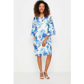 M & Co M & Co White Floral Print Flute Sleeve Shift Dress