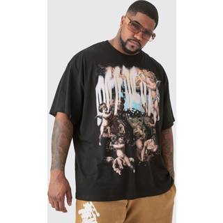 Mens Plus Oversized Official Renaissance Print T-shirt In Black