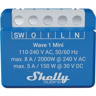 Shelly Qubino Wave 1 Mini - Z-Wave relæ med potentialfrit kontaktsæt