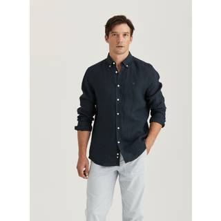 Morris Douglas Linen Button Down Shirt Navy