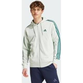Essentials French Terry 3-Stripes Full-Zip hættetrøje - Linen Green