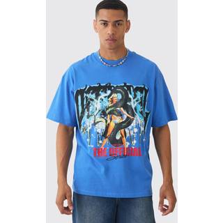 Mens Blue Extended Neck Official Print T-shirt