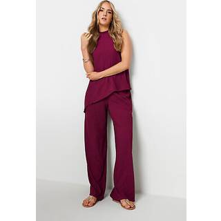 Lts Tall Berry Pink Textured Wide Leg Trousers Ex Long > 14 Lts | Tall Women's Slim Trousers - Ex Long 14