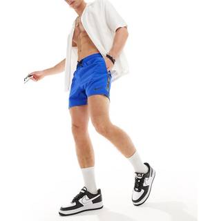 Nike Nike Blue 5 Inch Black Logo Tape Volley Swim Shorts