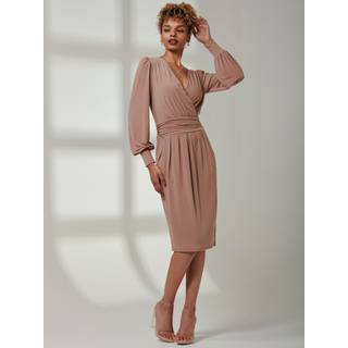 Jolie Moi Jolie Moi Pink Kinslee Long Sleeve Pegged Dress