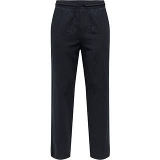 ONLY & SONS Sinus Loose Cotton Linen Pants Dark Navy