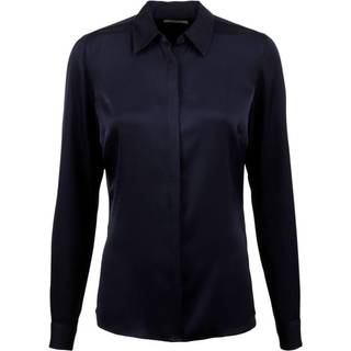 Stenströms Susan Marine blå silkeskjorte | Dame |Dameskjorter & Bluser | Feminine | Størrelse: 46 | Marine blå | Solid | Lange Ærmer