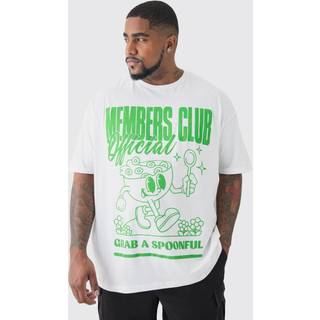 Mens White Plus Members Club Graphic Oversized T-Shirt
