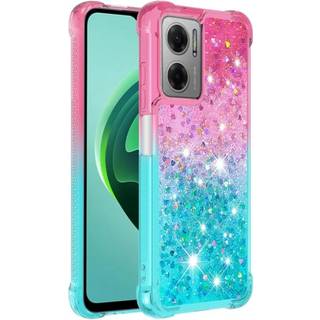 SKALO Xiaomi Redmi 10 5G Kvicksand Glitter Hjerter TPU Cover - Lilla-Blå