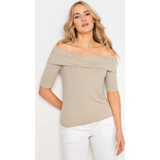 Lts Tall Stone Brown Short Sleeve Bardot Top 22-24 Lts | Tall Women's Day Tops