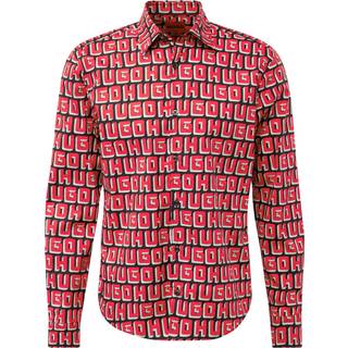 Skjorte med slim fit i bomuldspoplin med stræk og logoprint