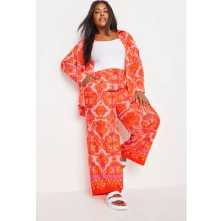 Yours Curve Yours Curve Orange YOURS Curve Orange Abstract Print Wide Leg Trousers