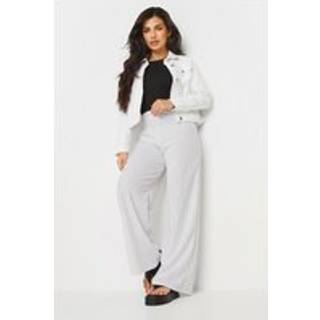 PixieGirl Petite PixieGirl Petite White Scuba Pinstripe Wide Leg Trousers