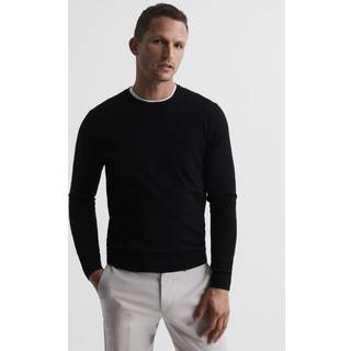 Reiss Reiss Black Wessex Merino Wool Crew Neck Jumper