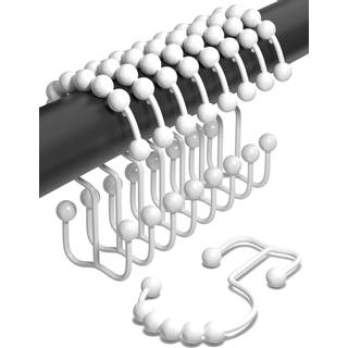 Dobbelt bruseforh?ng Hooks Rust Proof (S?t p? 12) - Hvide brusekoblinger i rustfrit st?l - Rullebolde for let glide - Let at installere hvide dob