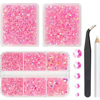 qiipii 3 kasser 5070 stk mørk pink ab harpiks rhinestones til håndværk pink ab flatback gelé harpiks sten 2mm 3 mm 4 mm 5 mm 6mm ikke-hotfix diam