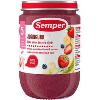 Semper Frugtpure m jordbær, æble, pære, banan & blåbær 5 mdr - 190 g