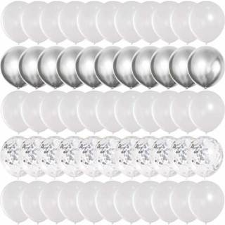 50-pack balloner hvide sølv metalliske konfetti balloner