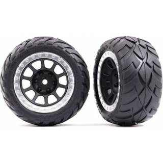 Traxxas - TRX2478G - Tires & wheels, assembled (2.2" black, satin chrome beadlock wheels, Anaconda® 2.2" tires with foam inserts) (2) (Bandit® rear)