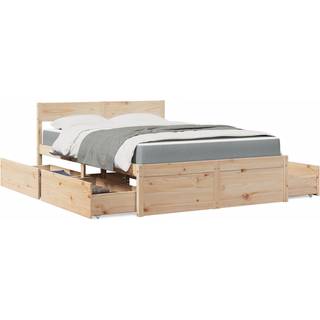 seng med skuffer og madras 120x190 cm massivt fyrretræ