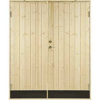 PLUS dobbelt udhusdør, panel, inkl. karm, højre ud, natur/nåletræ - 151,2 x 187,8 cm