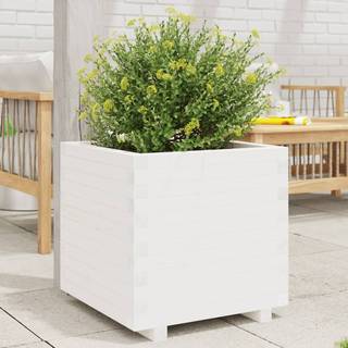 plantekasse 60x60x49,5 cm massivt fyrretræ hvid