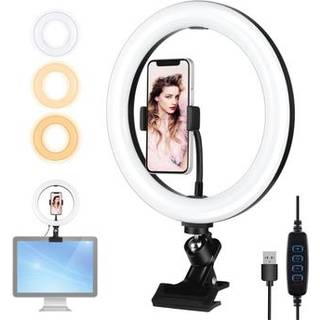 PULUZ PKT3126B LED Ring Light Kit 10.2 26cm Videokonferencebelysning 3 dæmpbare farver 10 lysstyrkeniveauer til kamera Smartphone YouTube TikTok Selvportræt
