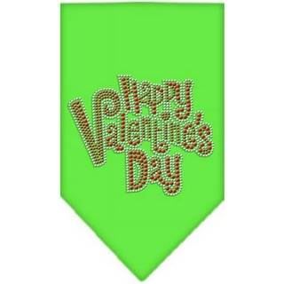 Happy Valentines Day Rhinestone Bandana Lime Green Small