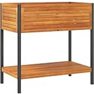 plantekasse med hylde 45x45x80 cm massivt akacietræ og stål