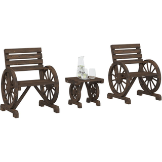 Loungesæt Til Haven 3 Dele Massivt Grantræ - Brun