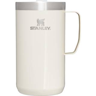 Stanley Stay Hot Camp Mug - Holdbar 18/8 Rustfrit st?l Isoleret krus - Splashfri Tritan Drink -Thru Lid - 24 Oz - Cream Gloss