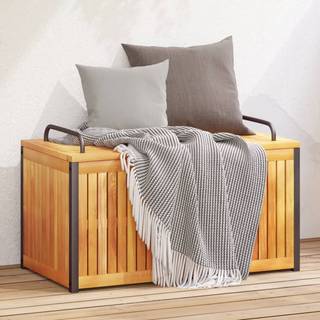 Udendørs Hyndeboks Massivt Akacietræ Og Stål - 85 x 45 x 45/53 cm