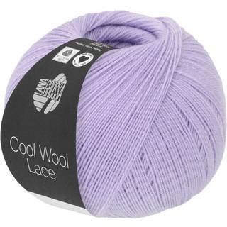 Lana Grossa Cool Wool Lace 47 Lilla Indhold: 100% ren ny, ekstrafin merinould Vægt/Længde: 50 g = ca. 400 meter Anbefalede pinde: 2-3 mm Strikkefasthed: 10 x 10 cm = 34 m x 44 p Vask:Finvask 30º/ Tørres fladt.