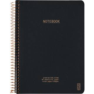 Kozo Premium Notesbog | A5 | Linjeret | Black