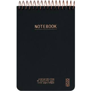 Kozo Premium Notesbog | A6 | Linjeret | Black