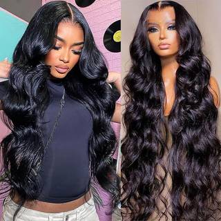 20 tommer Body Wave blonde frontparykker Menneskeh?r til sorte kvinder 13?6 HD Transparent blonde frontparyk Naturlig sort farve 180% t?thed Pre-