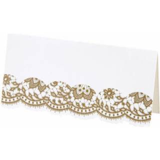 10 stk. Bordkort i Guld og Hvid – Elegance til Festen med Luksuriøst Coated Pap 9x9,5 cm