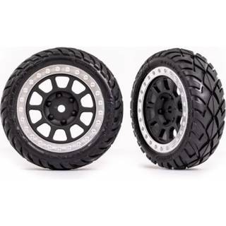 Traxxas - TRX2479G - Tires & wheels, assembled (2.2" black, satin chrome beadlock wheels, Anaconda® 2.2" tires with foam inserts) (2) (Bandit® front)