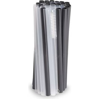 Sugerør til smoothie 40 stk. sort/transparent inkl. børste