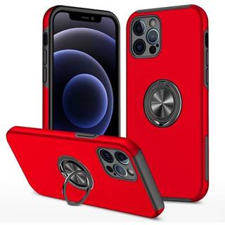 iPhone 14 Pro Fingerring Kickstand Hybrid Taske - Rød