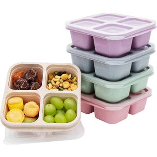 Luriseminger 5 pakke bento frokostboks 4 rum snack containere opdelte snackboks m?ltider prep frokostcontainere til b?rn/toddle/voksne madopbevar