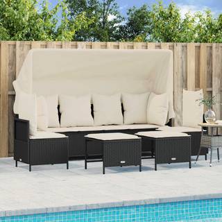 sofasæt til haven 5 dele med hynder polyrattan sort